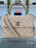 CC TRENDY 25CM BEIGE LAMBSKIN LIGHT GOLD HARDWARE