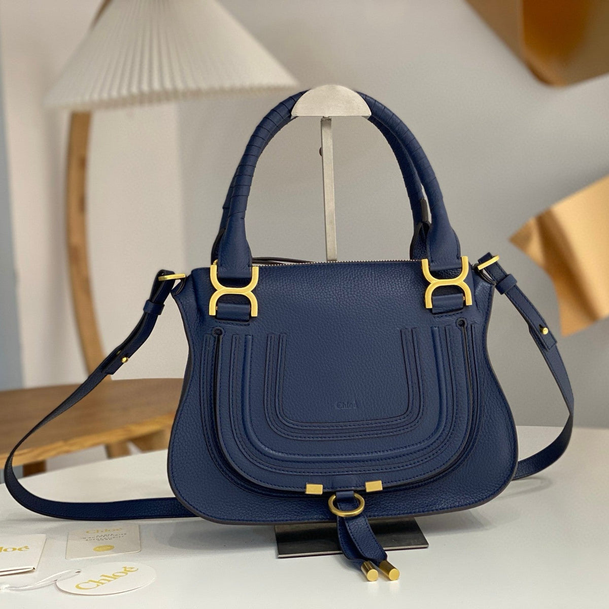 Marcie Bag In Grained Leather Cashmere Dark Blue