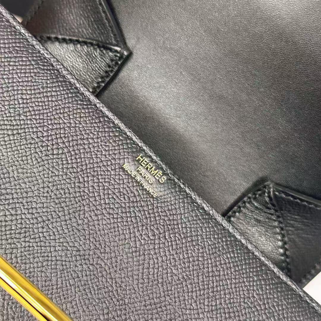 HM Della Cavalleria Mini Bag Black Epsom Leather Gold Hardware