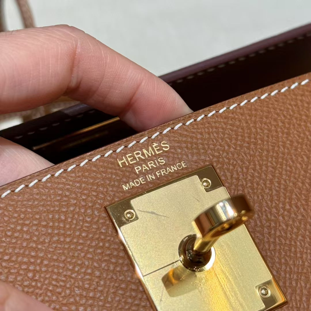 HM Kelly 32cm Bag Gold Epsom Gold Hardware