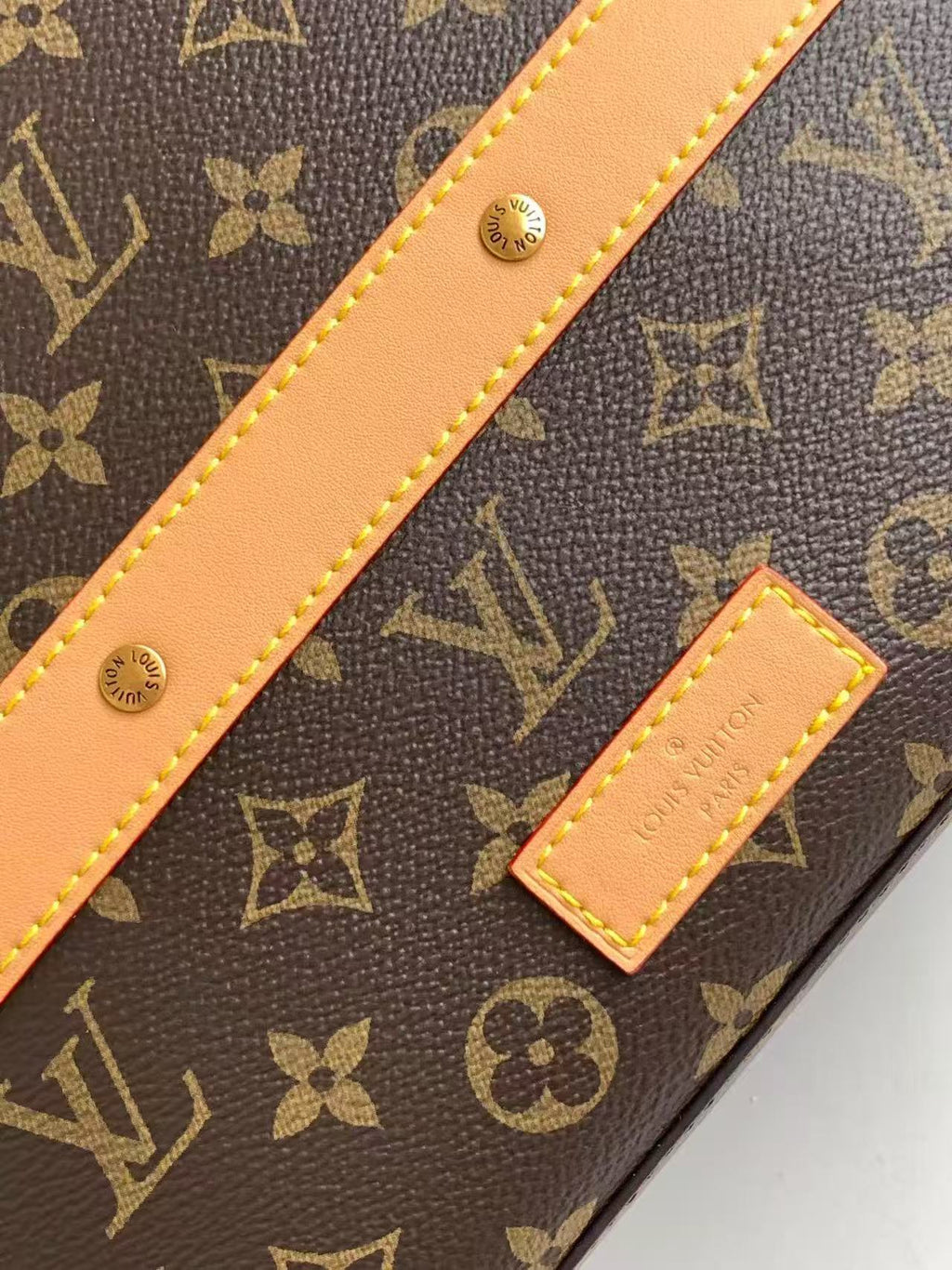 LV Monogram Backpack Brown Gold Leather