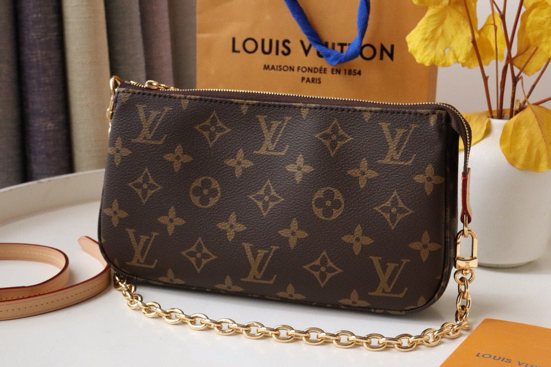 LV Pochette Accessoires Handbag 24cm in Dark Brown Monogram Canvas