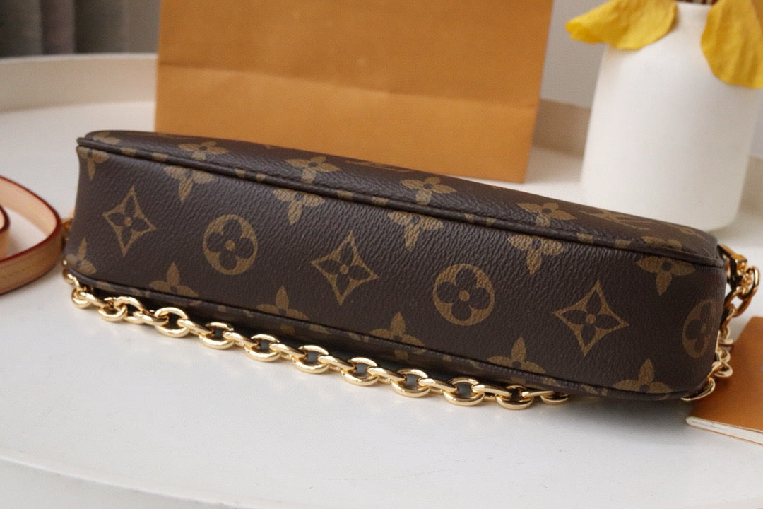 LV Pochette Accessoires Handbag 24cm in Dark Brown Monogram Canvas