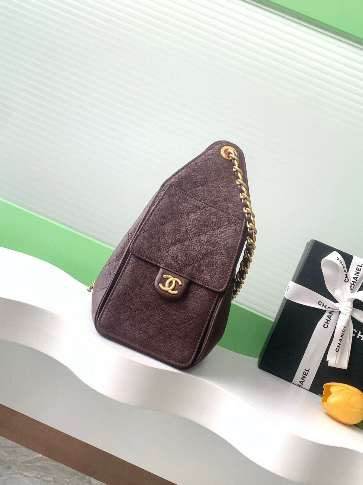 CC 25C Hobo Bag Chocolate Brown Grained Calfskin