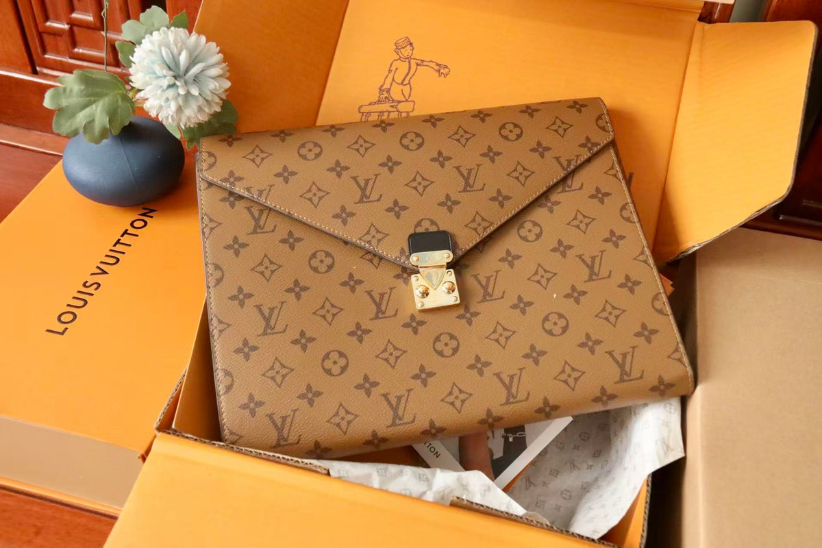 LV Mark Folder Monogram Reverse Coated Canvas Calfskin