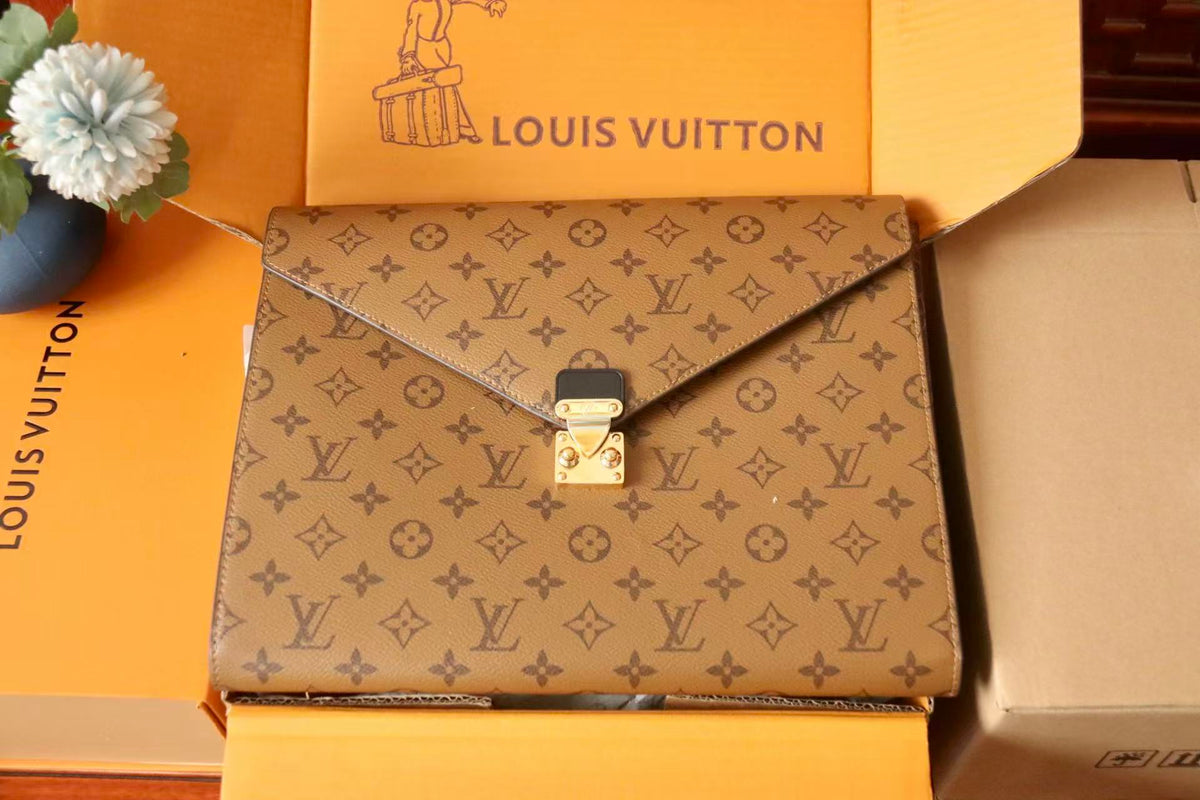 LV Mark Folder Monogram Reverse Coated Canvas Calfskin
