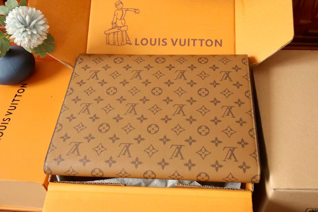 LV Mark Folder Monogram Reverse Coated Canvas Calfskin
