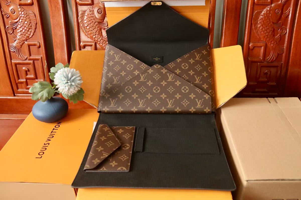LV Mark Folder Monogram Reverse Coated Canvas Calfskin