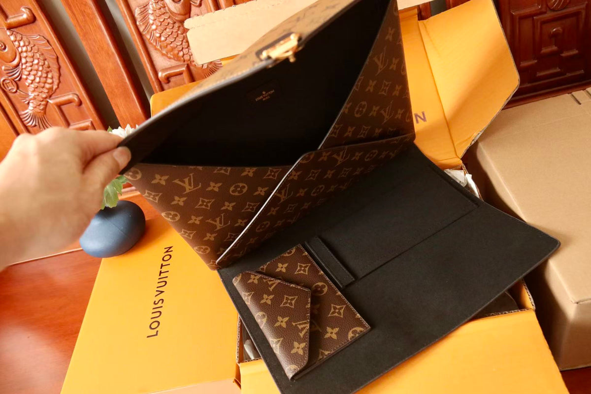 LV Mark Folder Monogram Reverse Coated Canvas Calfskin