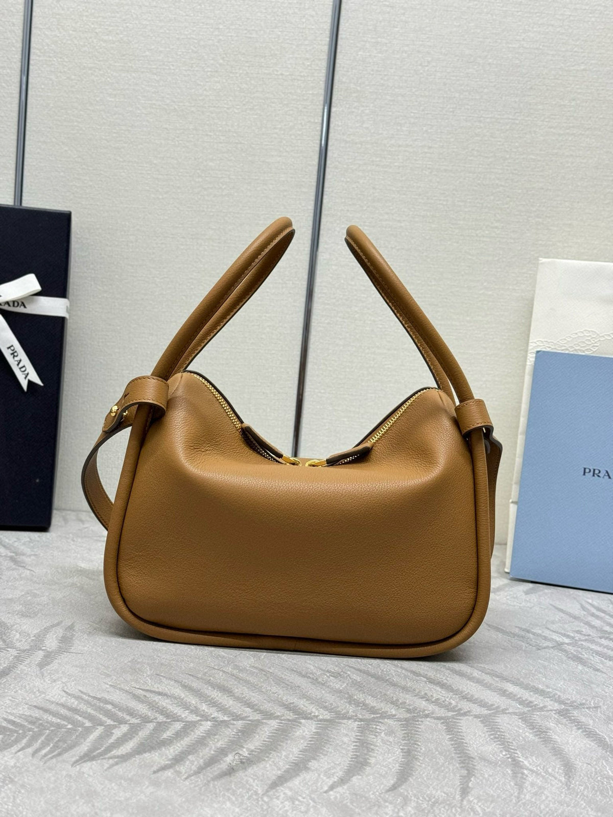 Prada Darling Medium 25cm Tote Bag Caramel Graine Calfskin