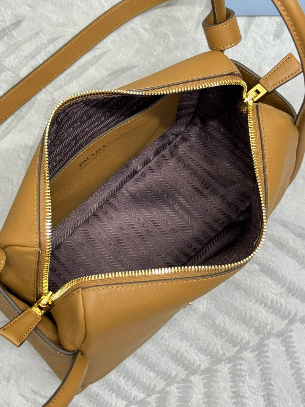 Prada Darling Medium 25cm Tote Bag Caramel Graine Calfskin