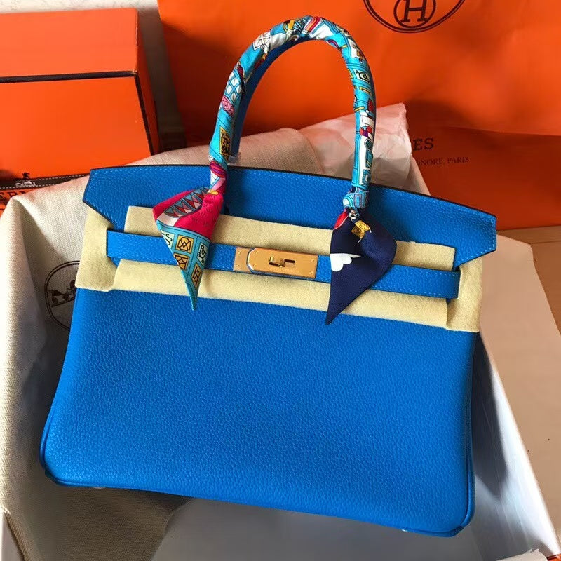 Hermes 2025 Birkin Bag 30cm Blue Leather