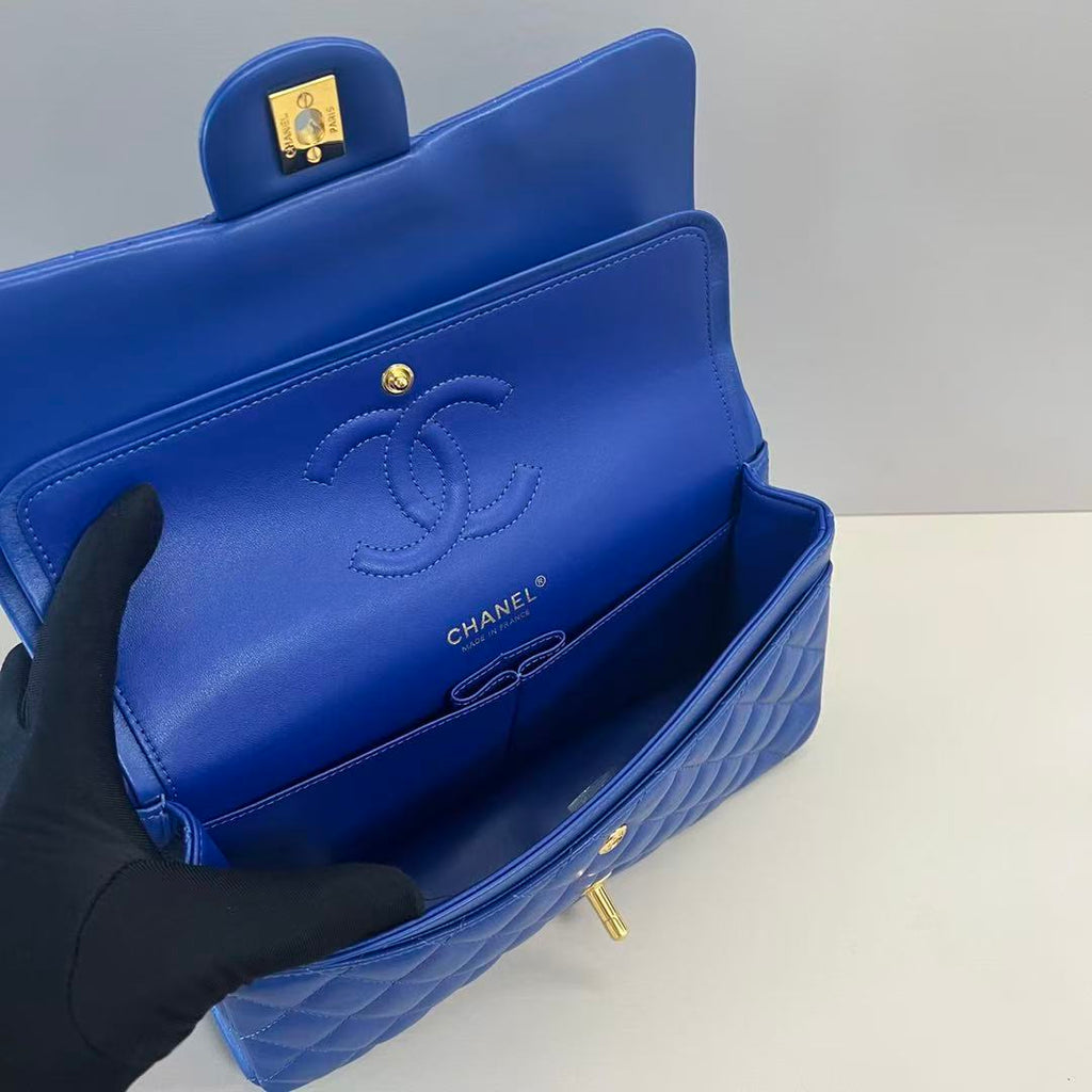 Chanel 2025 Classic Flap Bag 25cm Blue Lambskin