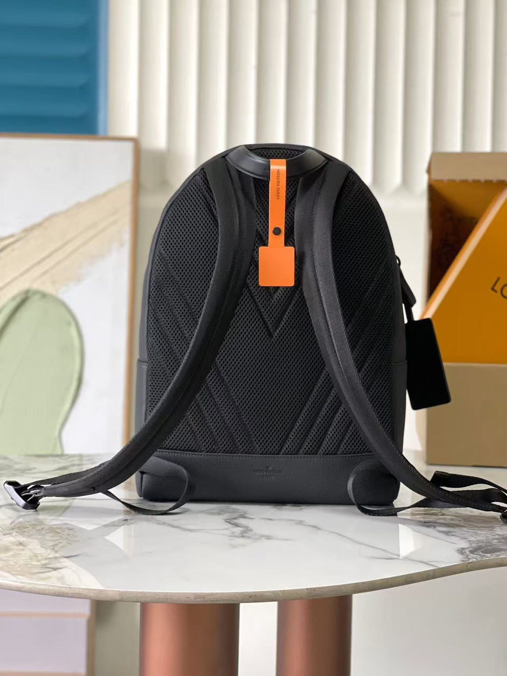 LV M22503 Takeoff Backpack Black Aerogram Cowhide