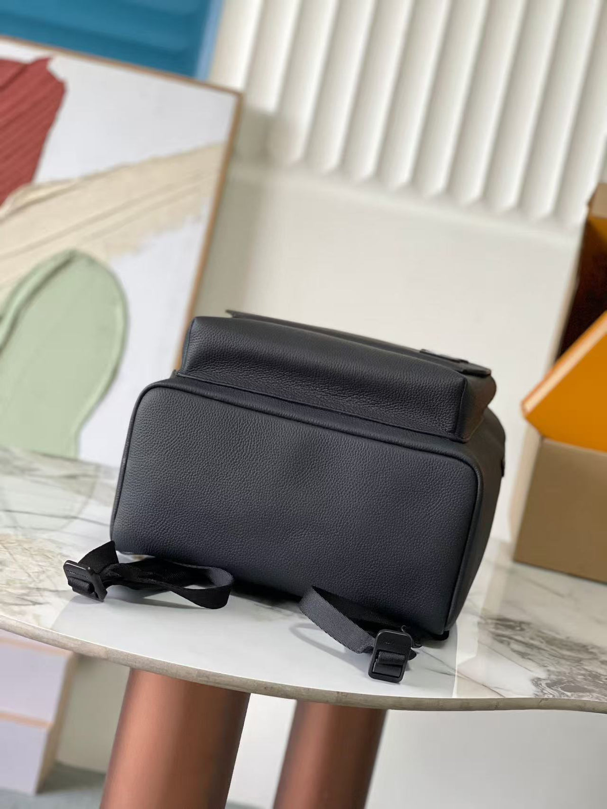 LV M22503 Takeoff Backpack Black Aerogram Cowhide