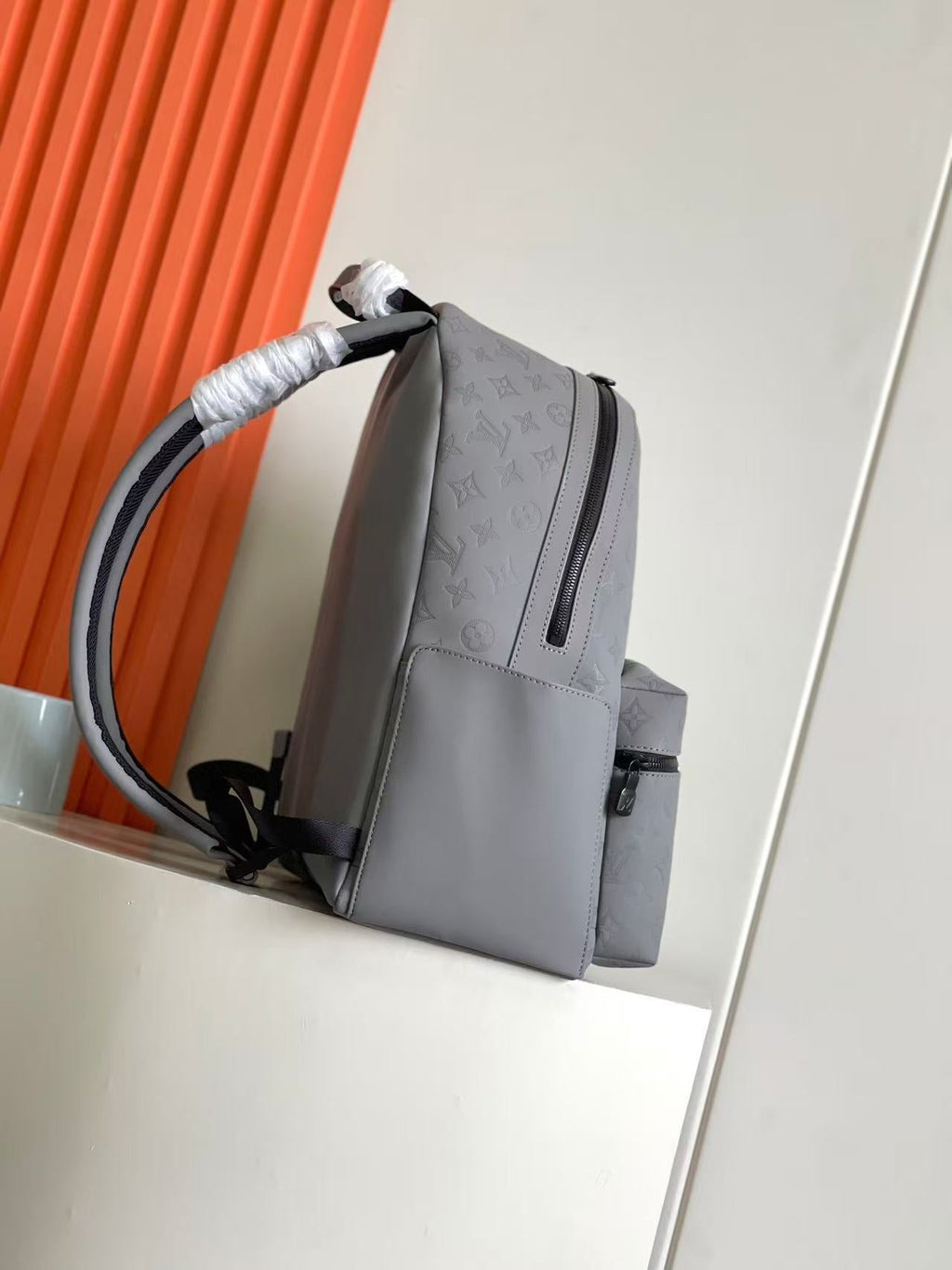 LV Discovery Backpack Gray in Monogram Embossed Cowhide Leather