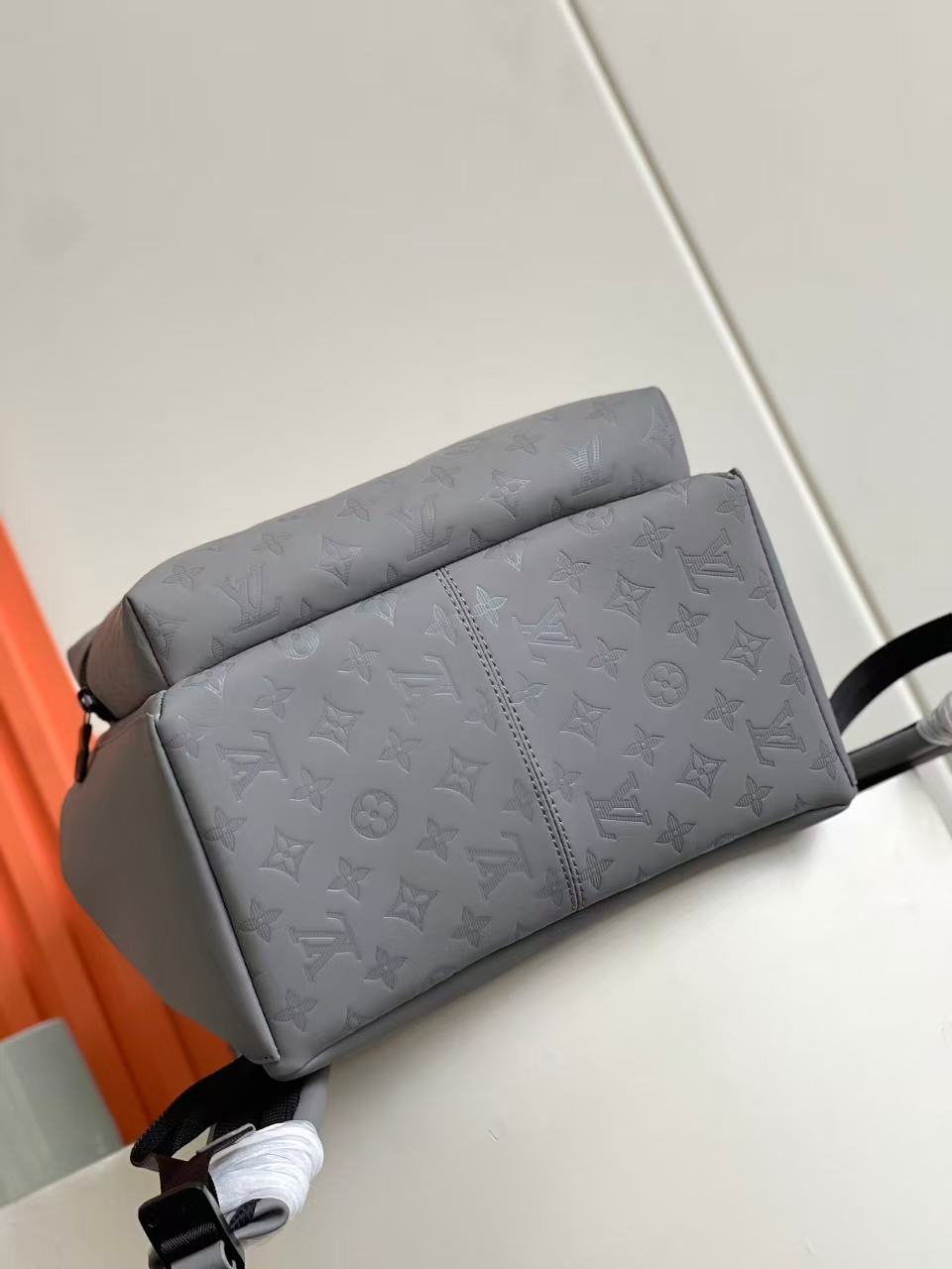 LV Discovery Backpack Gray in Monogram Embossed Cowhide Leather