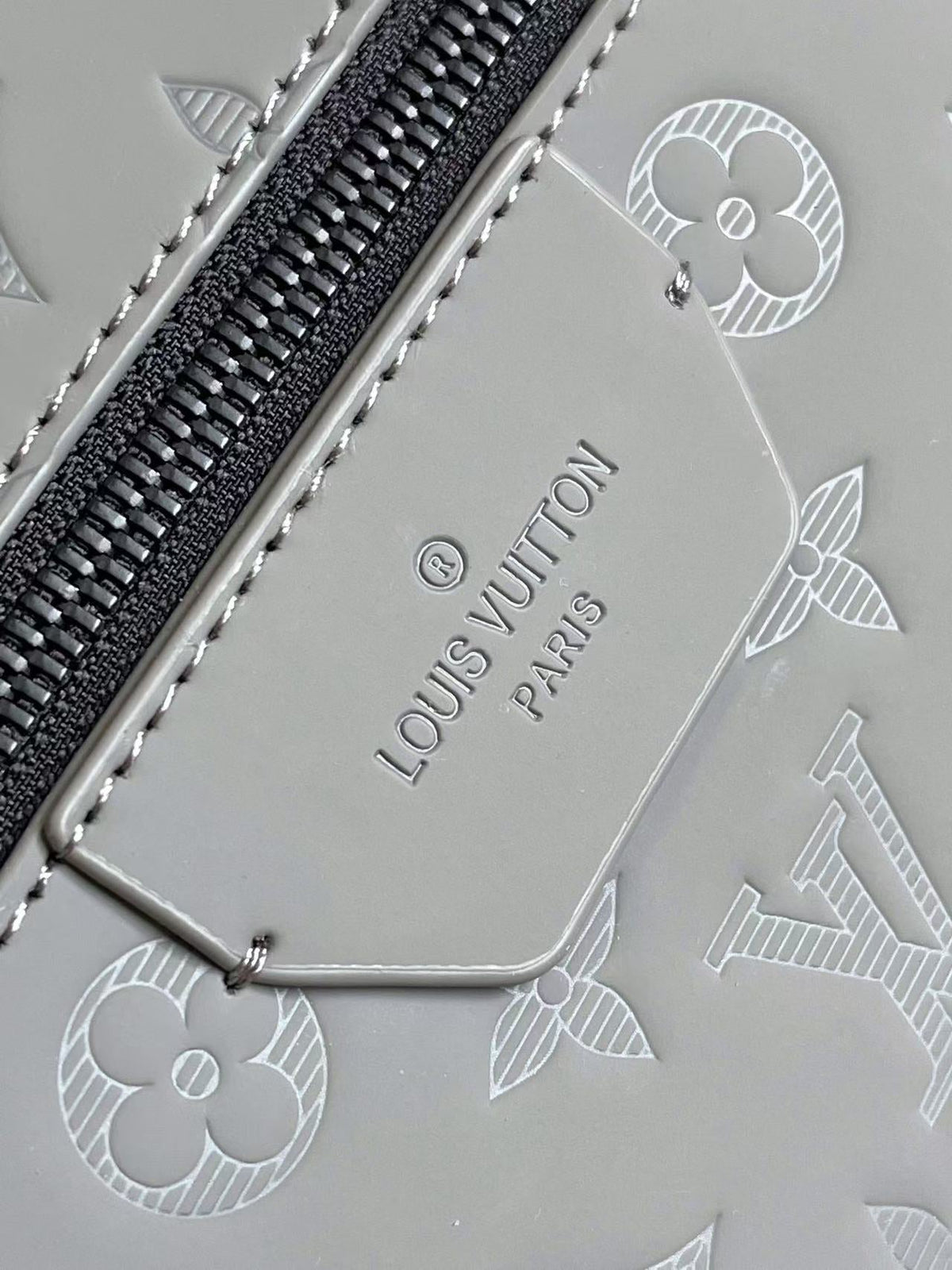 LV Discovery Backpack Gray in Monogram Embossed Cowhide Leather