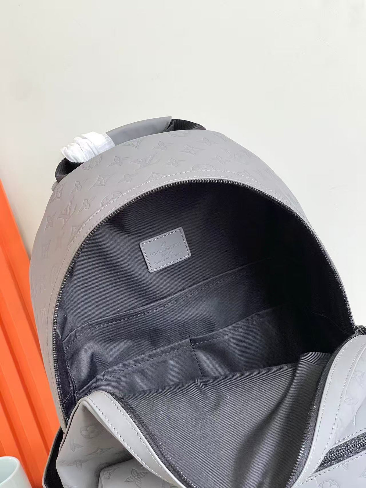 LV Discovery Backpack Gray in Monogram Embossed Cowhide Leather