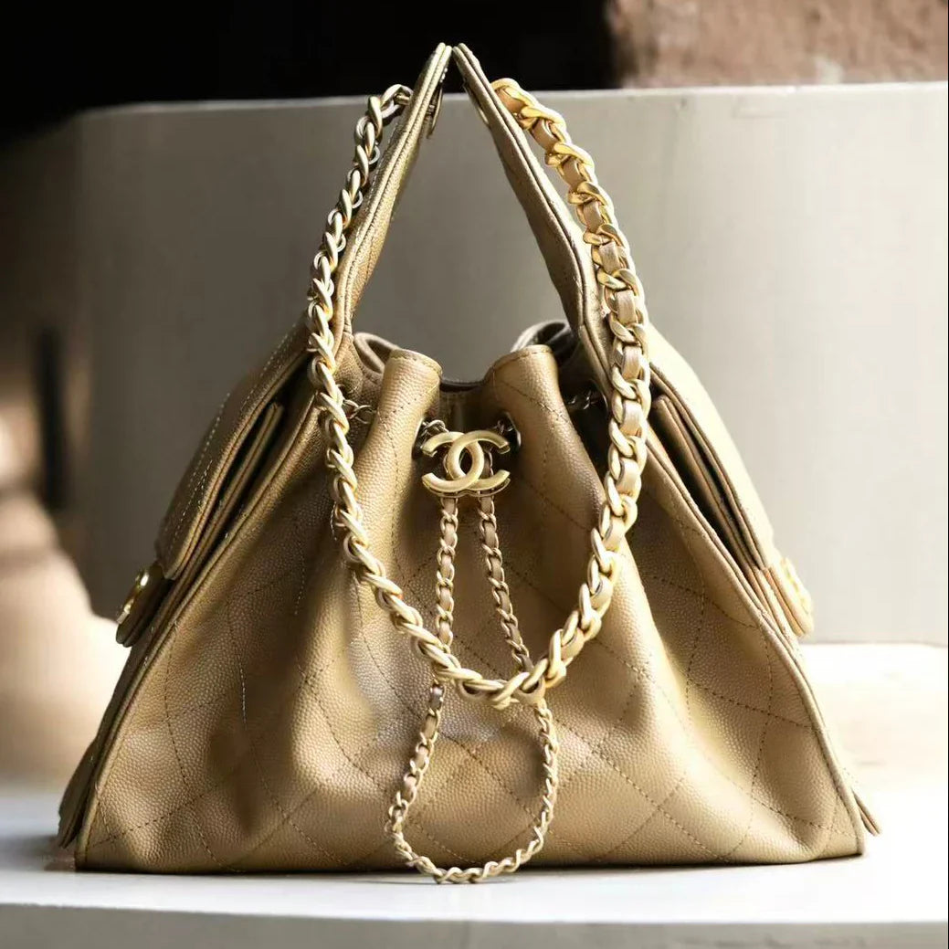 Chanel 2026 Hobo Bag 30cm Beige Calfskin