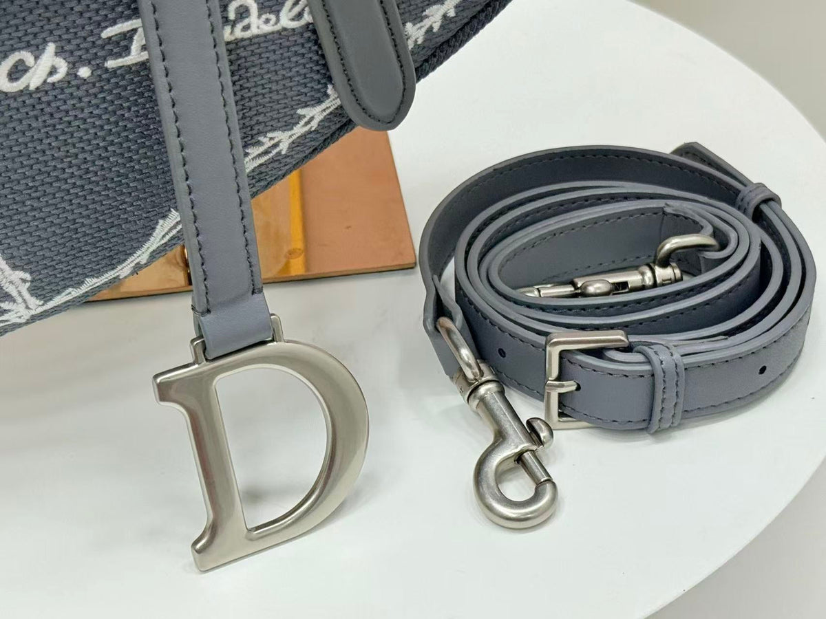 CD Saddle Bag Strap With Strap 24cm Blue Cotton
