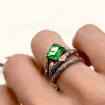 Emerald Sterling Silver Oak Leaf Ring