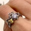 Moissanite Sterling Silver Maple Leaf Ring Set