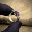 Amethyst Sterling Silver Maple Leaf Band