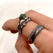 Moss Agate Sterling Silver Twig Ring Set
