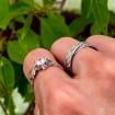 Lab-Grown Diamond 14K White Gold Maple Leaf Ring Set