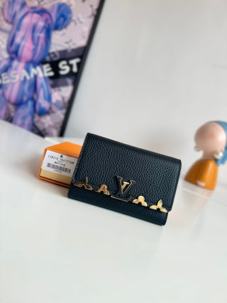 LV Capucines Compact Wallet Taurillon & Cowhile GHW