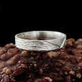 Fine Silver Geometric Bark Band