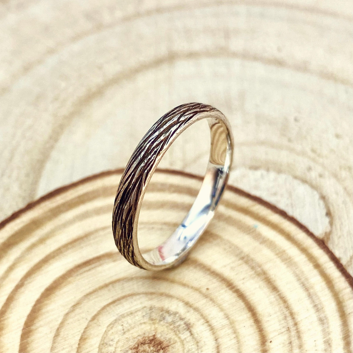 Fine Silver Tree Bark Band