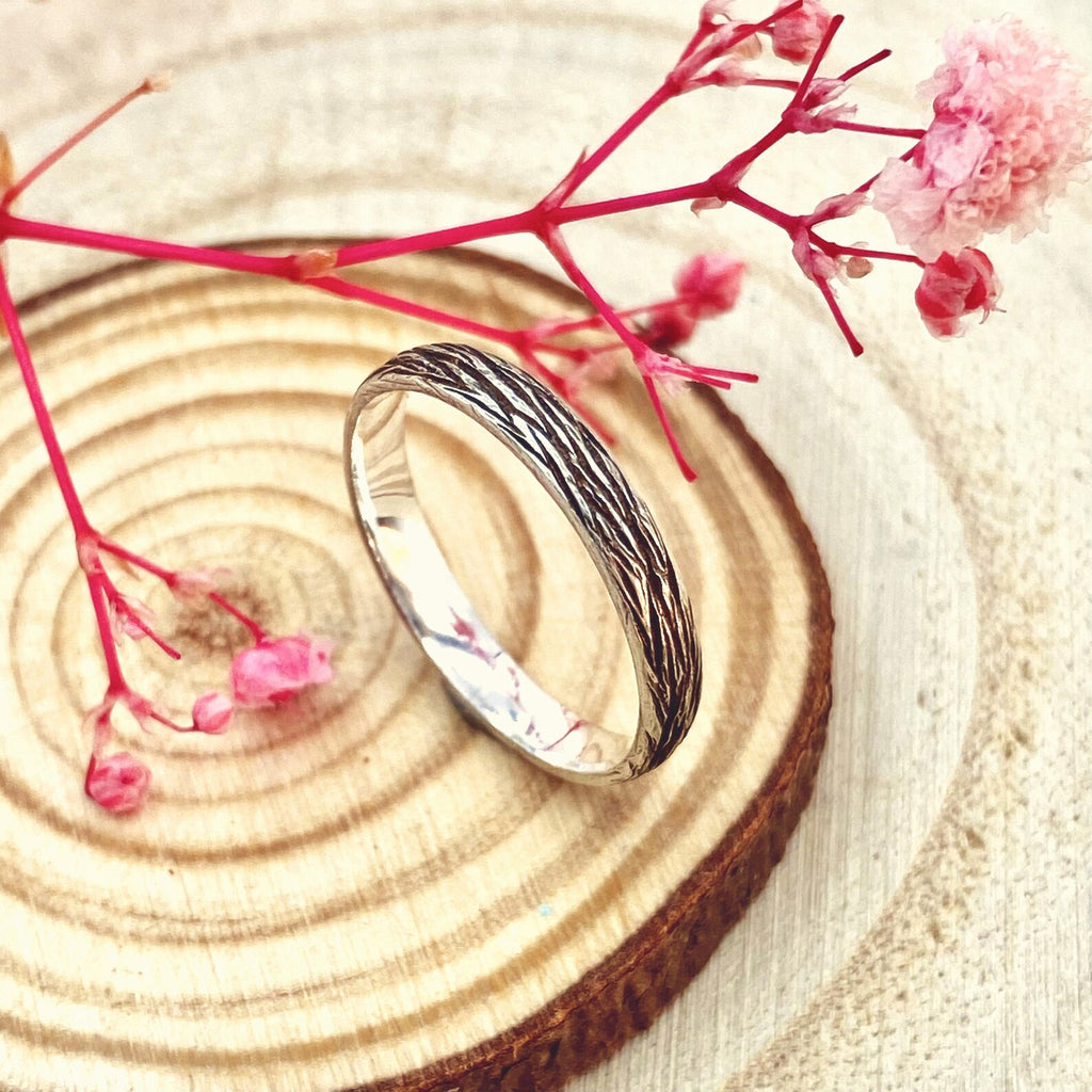 Fine Silver Tree Bark Band