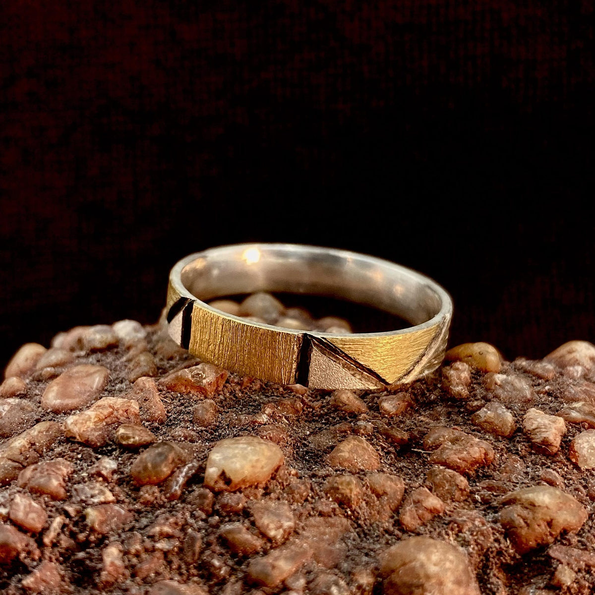 Fine Silver Geometric Bark Ring