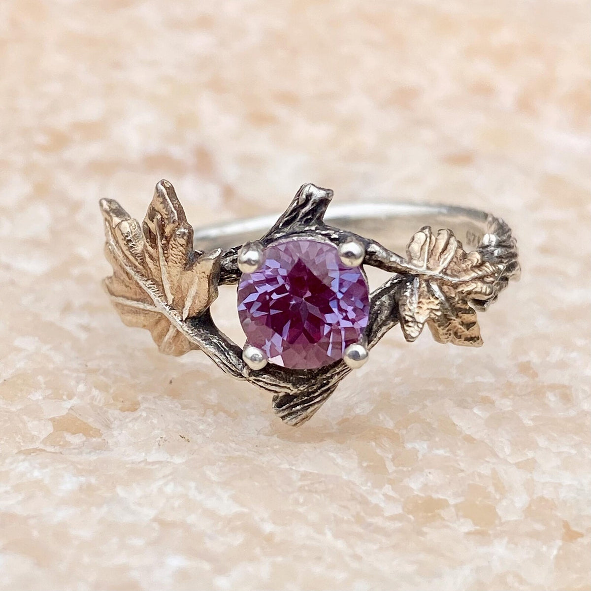 Alexandrite Sterling Silver Twig Ring