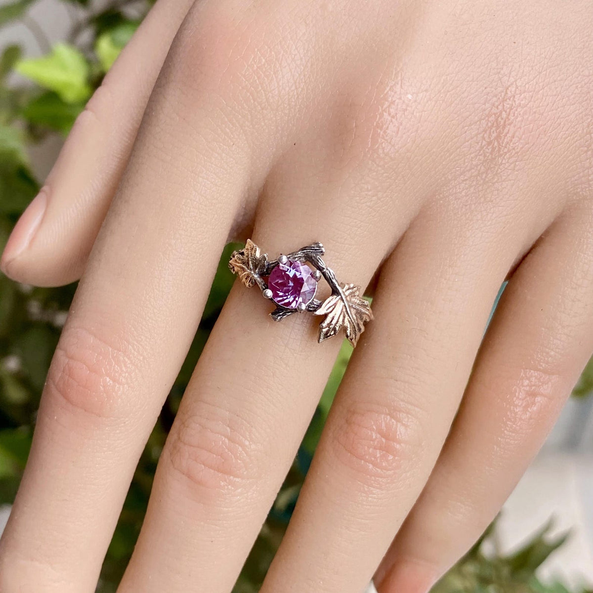 Alexandrite Sterling Silver Twig Ring