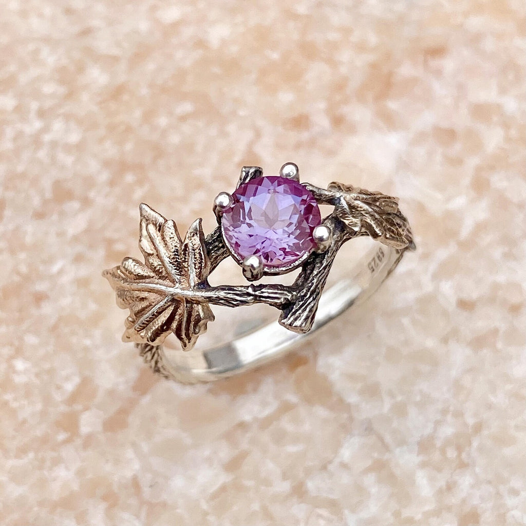 Alexandrite Sterling Silver Twig Ring