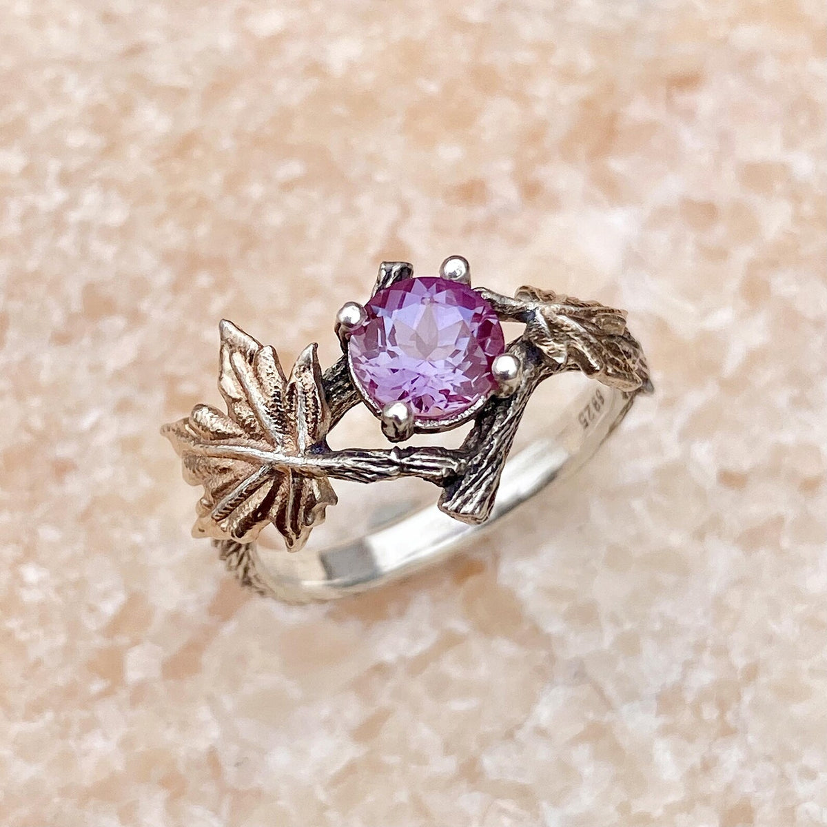 Alexandrite Sterling Silver Twig Ring