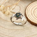 Moss Agate Sterling Silver Maple Leaf Ring