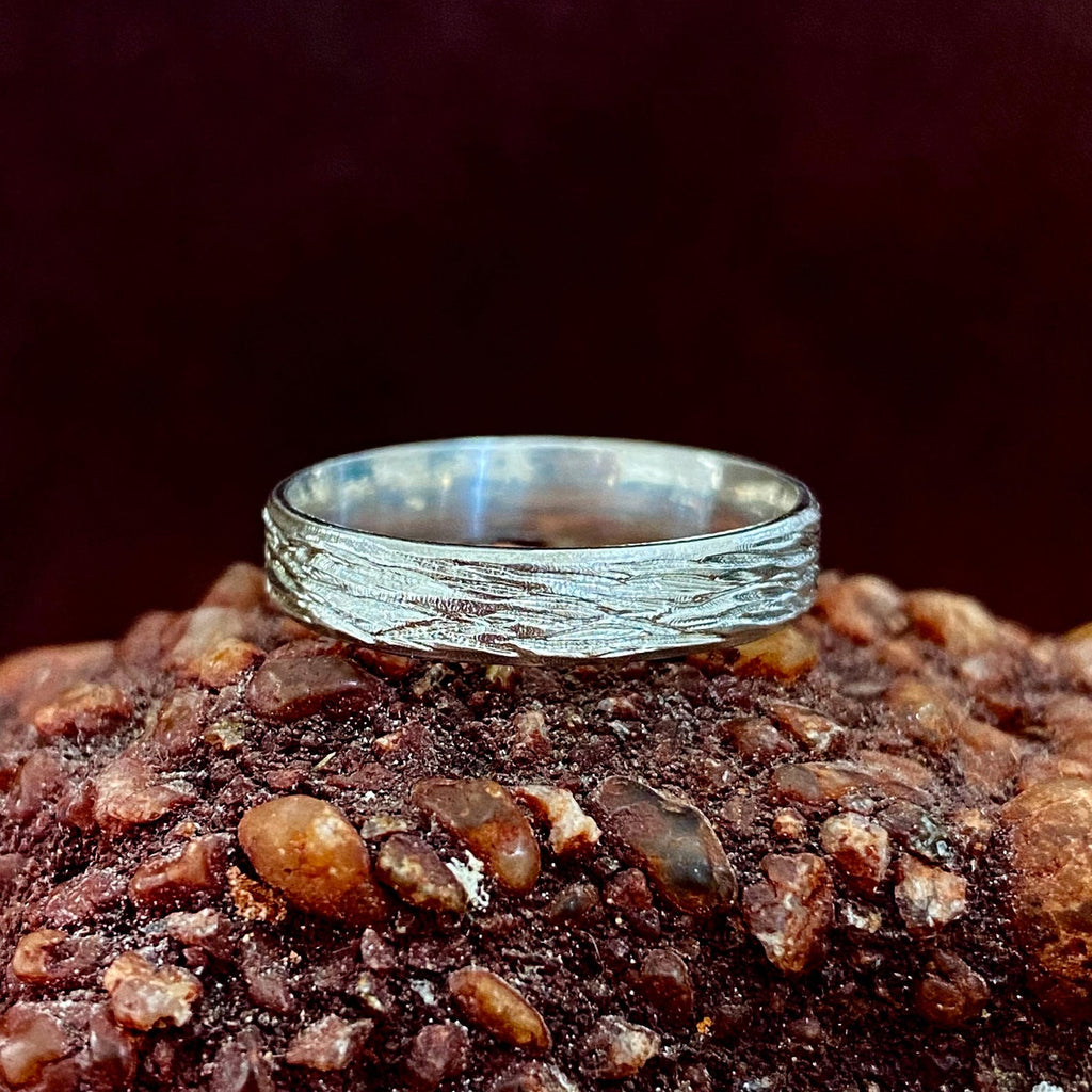 Fine Silver Tree Bark Ring