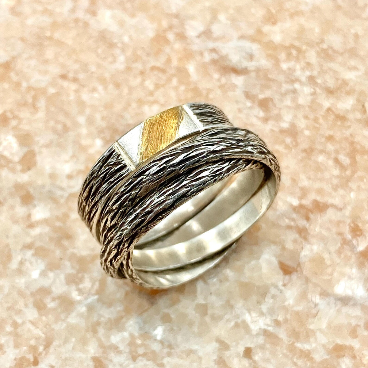Sterling Silver Tree Bark Ring