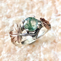 Moss Agate Sterling Silver Maple Leaf Ring
