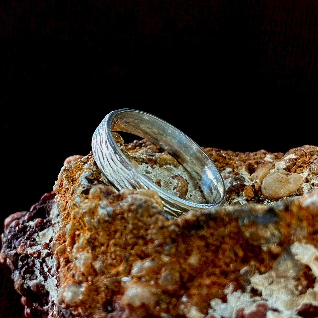 Fine Silver Tree Bark Ring