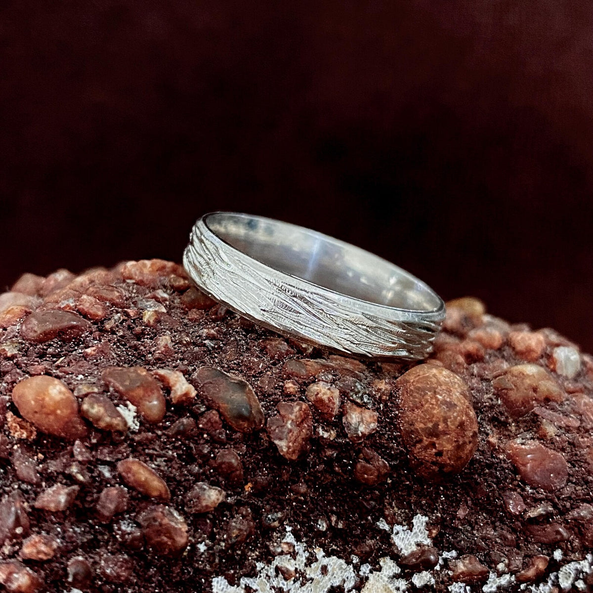 Fine Silver Tree Bark Ring