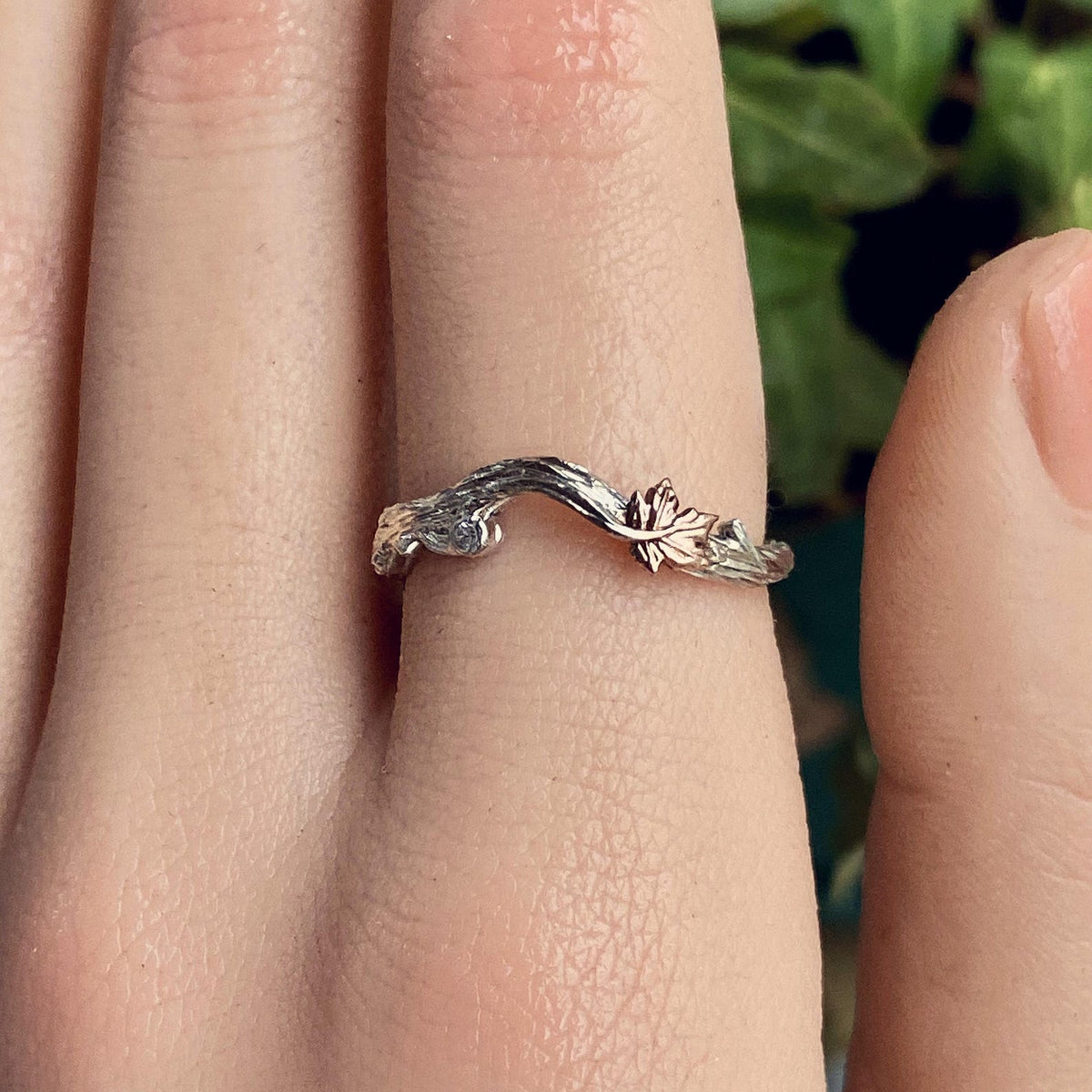 Zircon Sterling Silver Maple Leaf Ring