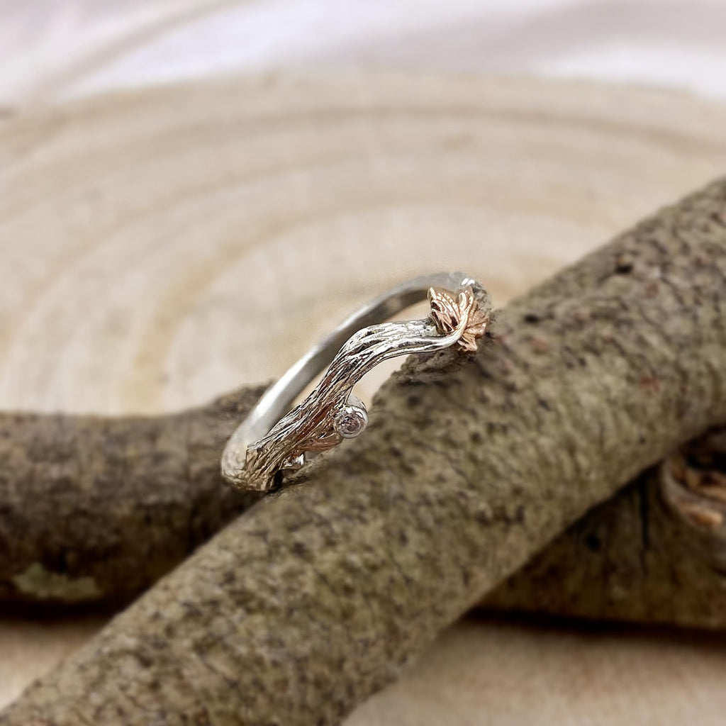 Zircon Sterling Silver Maple Leaf Ring