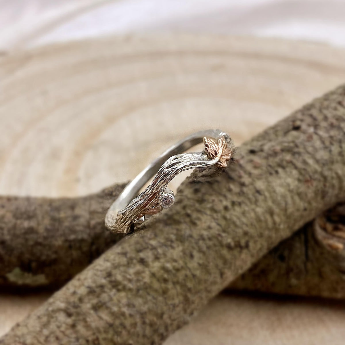 Zircon Sterling Silver Maple Leaf Ring