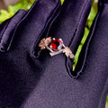 Garnet Sterling Silver Maple Leaf Ring