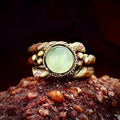 Prehnite Braided Bronze Ring